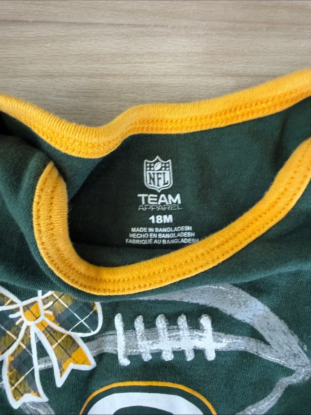 18 month NFL Green Bay Packers Baby One-Piece Set - White, Green, Gold
